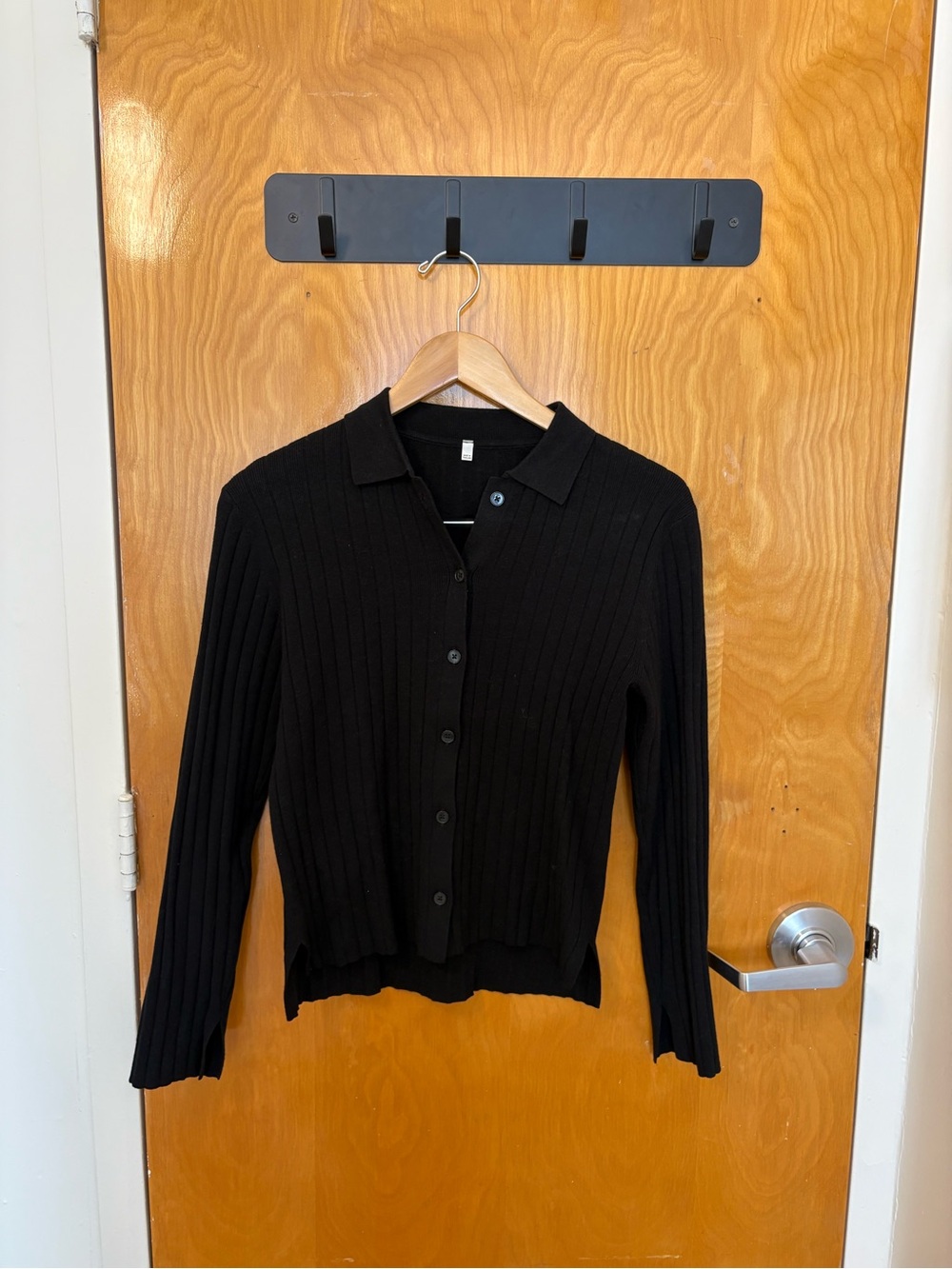 Muji black ribbed collared sweater